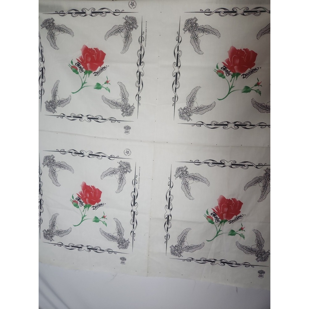 Rare Vintage Harley-Davidson Bandana(s) Rose & Eagle Logo Made in USA X4